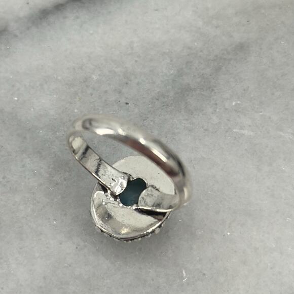 Silver blue stone bohemian ring size 8.5 - Picture 3 of 4